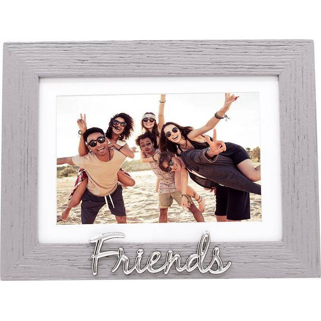 Grey Woodgrain Effect Friends Picture Frame with Silver Letters - 6x4 or 7x5 - One Size