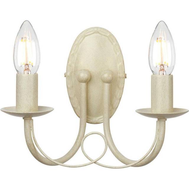 Twin Wall Light Sconce Looped Metal Drapes Double Ivory Gold LED E14 60W Bulb