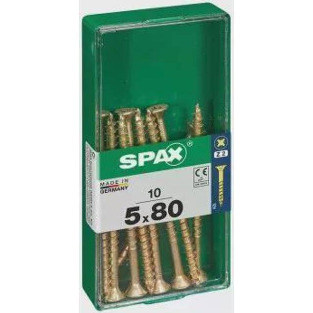 Spax PZ Countersunk Zinc Yellow Screws - 5 x 80mm Pack of 10