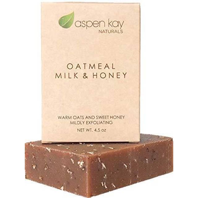 Aspen Kay Naturals Handmade Oatmeal Soap Bar for Face & Body - Made with Organic Raw Honey  Goats Milk  Organic Shea Butter - Exfoliating Soap - For A