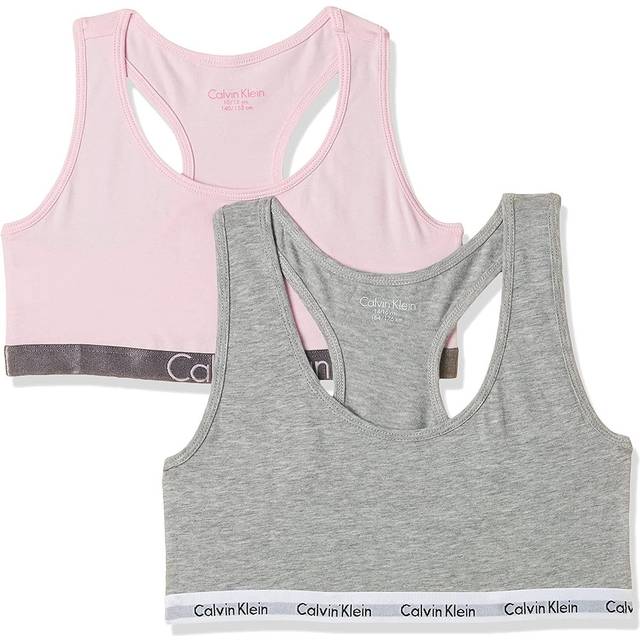 Calvin Klein Flicka 2-pack behå bralettes bygellös, Grå Htr/unik, 14-16 År