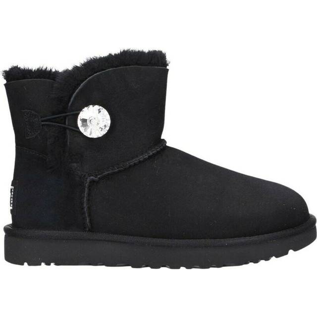 (WMNS) UGG Mini Bailey Button Bling Fleece Lined 'Black White' 1016554-BLK - 7