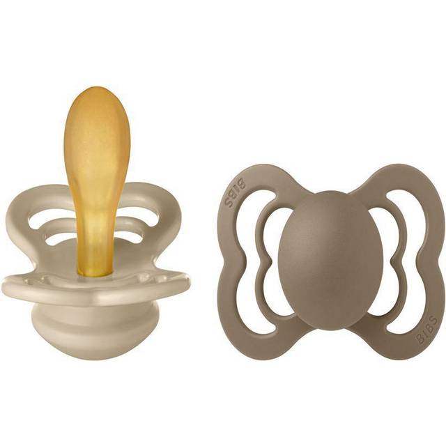 BIBS Pacifier Supreme Latex Vanilla/Dark Oak Size 2 2 st