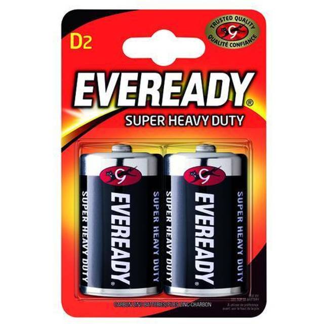 Eveready Super Heavy Duty Size D Batteries (2 Pack) R20B2UP