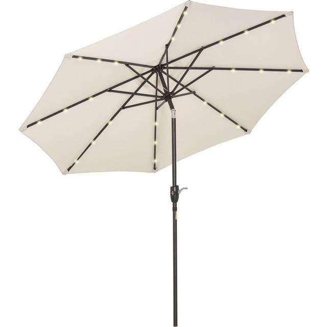 Outsunny Parasol Solar Outdoor Tilt Umbrella with 24 LED Lights