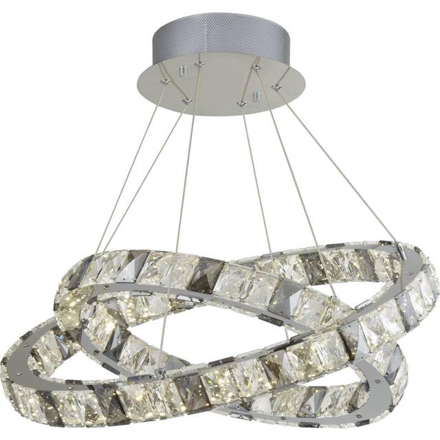 Searchlight 4812-2CC Optica 2 Ring LED Pendant Clear Smokey Crystal