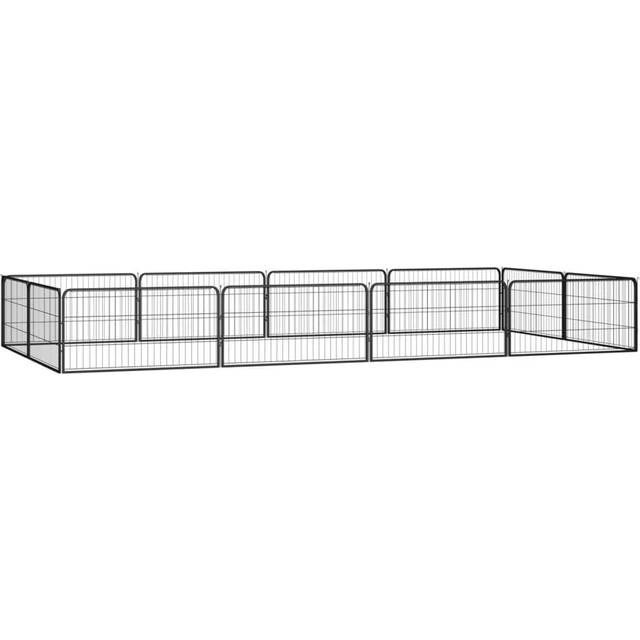 vidaXL 12-Panel Dog Playpen Black 100x50 cm Powder-coated Steel, Black