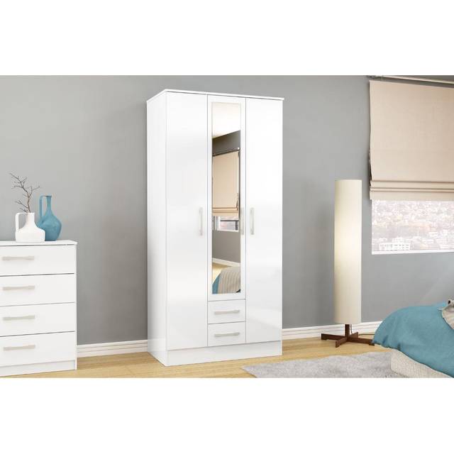 Birlea Lynx 3 Door 2 Drawer Wardrobe White Wardrobe