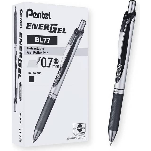 Pentel EnerGel Xm Retractable Gel Pen Medium Black (Pack of 12) BL77-A
