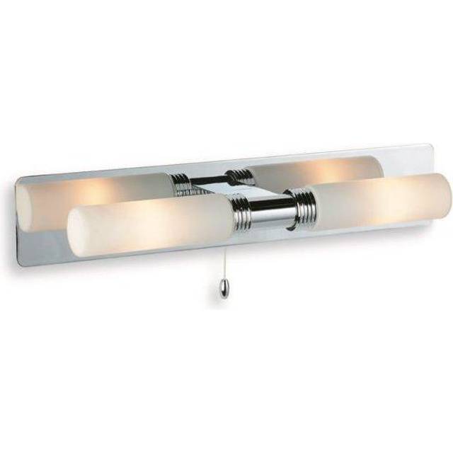 Firstlight Spa Contemporary Style 2-Light Wall Light with On/Off Pull Cord in Chrome and Opal Glass