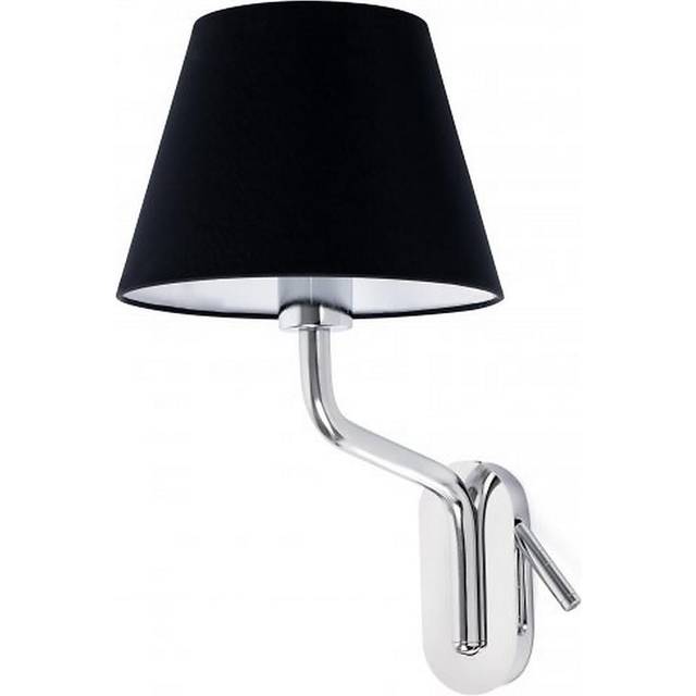 Faro Eterna Left Chrome, Black Shade Table Lamp With Reading Light