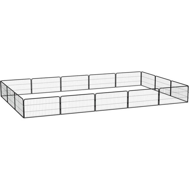 vidaXL 16-Panel Dog Playpen Black 100x50 cm Powder-coated Steel