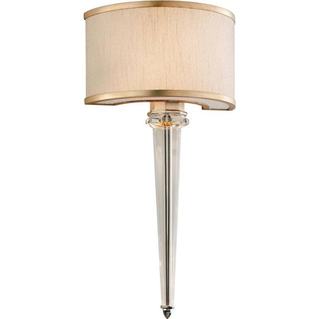Netlighting Harlow 2 + 4 Led Light Wall Sconce Silver Leaf, Fabric Shade