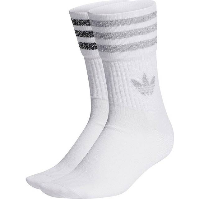 Adidas Glitter Crew Socks White Grey Two Black, L