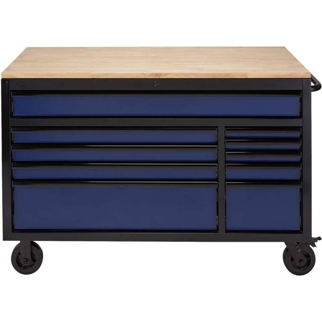 BUNKER® Workbench Roller Tool Cabinet - 10 Drawer, 56", Blue