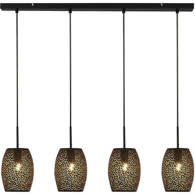 Searchlight 19231-4BGO Laser 4 Light Bar Pendant Black Laser Cut Metal