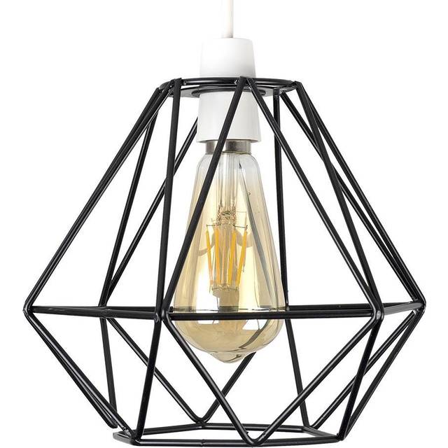 ValueLights Diablo Black Industrial Wire Frame Pendant Shade - 20 x 20 x 23cm