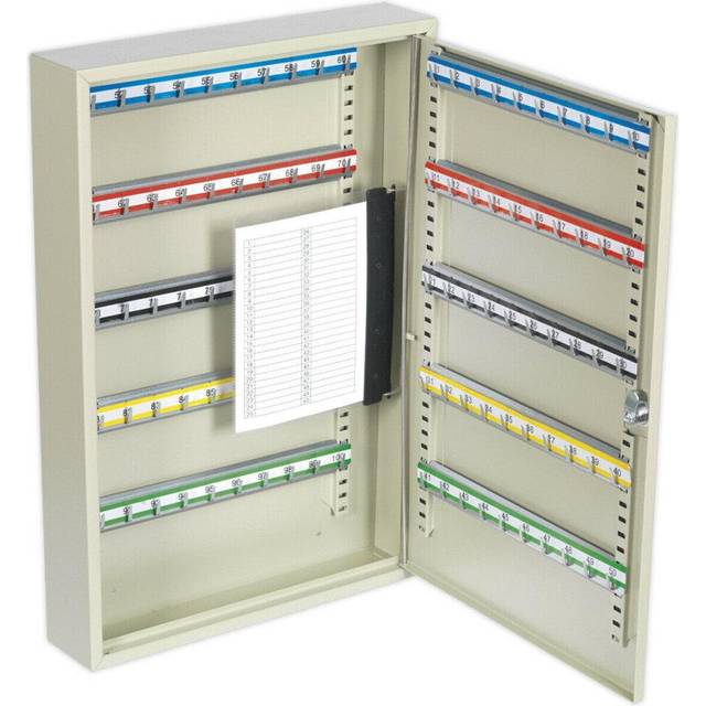 Wall Mounted Locking Key Cabinet Safe - 100 Key Capacity - 375 x 550 x 80mm