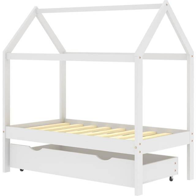 VidaXl Hussäng Med Låda Vit Massiv Furu 80X160 Cm