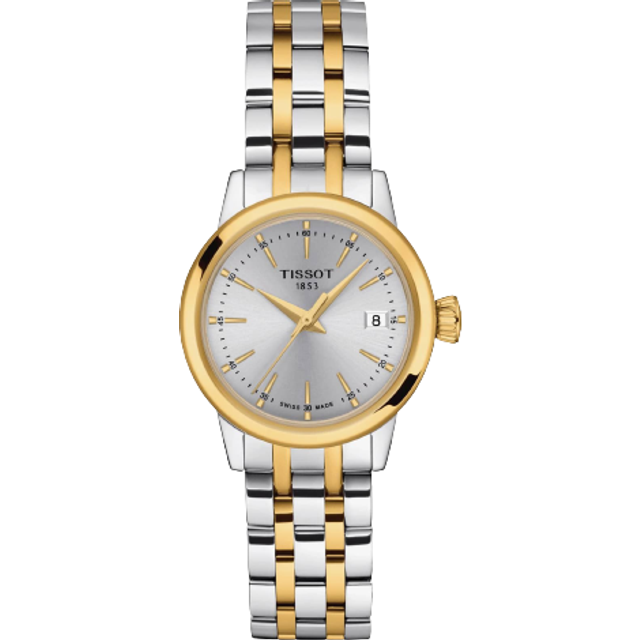 Tissot T1292102203100 Women's Classic Dream Date Two-Tone Bracelet Strap Watch, Silver/Gold