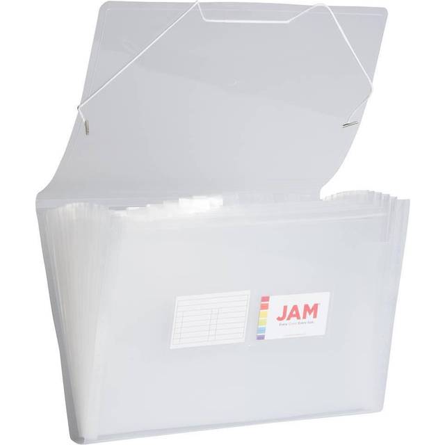 JAM PAPER Accordion Folders - 13 Pocket Plastic Expanding File - Legal Size - 10 x 15 - Clear - Sold Individually