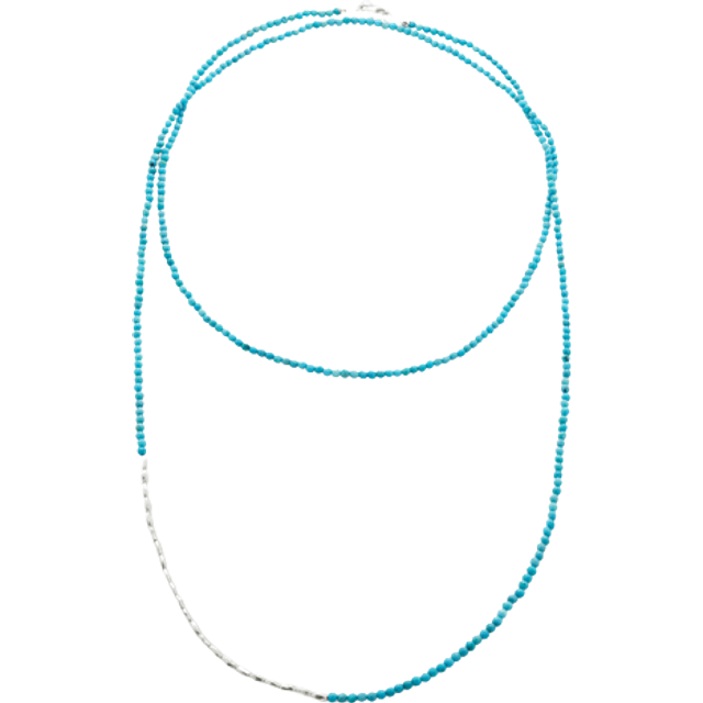 Monica Vinader Mini Nugget Gemstone Long Beaded Necklace, Turquoise/Silver