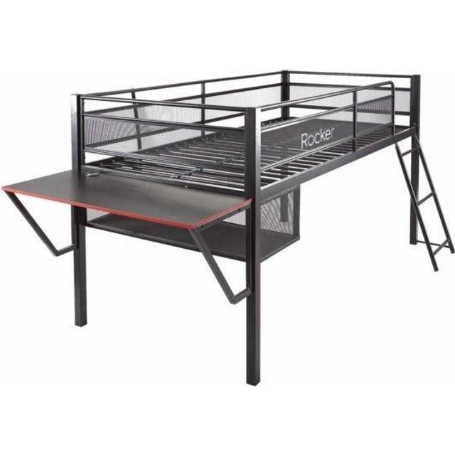 Sanctum Mid Sleeper Gaming Bed Bunk with Gaming Desk - Black - Single