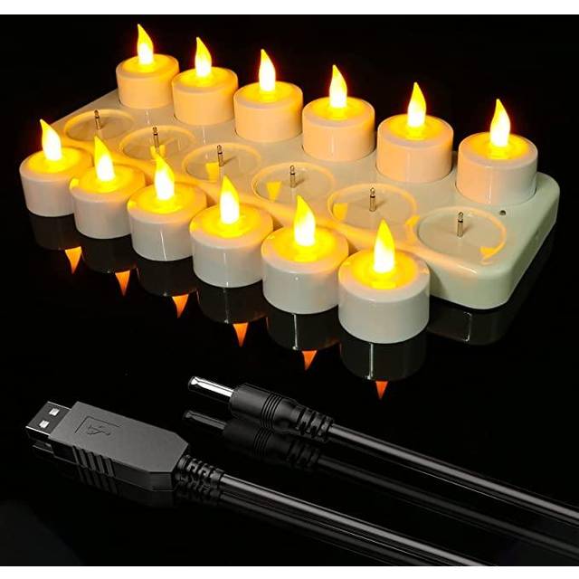 Electric tea lights candles 12pcs set battery flameless led rechargeable usb