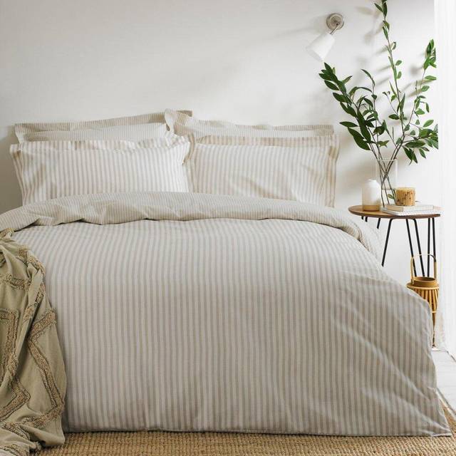 The Linen Yard Hebden Double Duvet Cover Set Cotton Natural, Cream