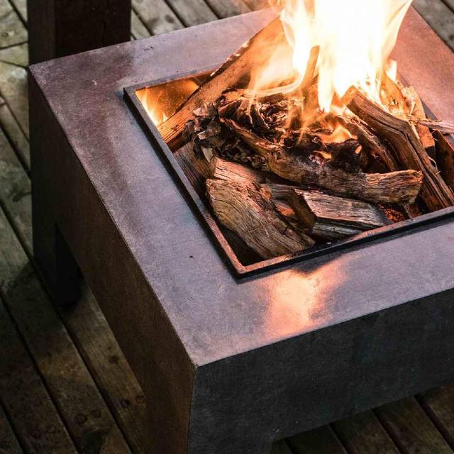 Ivyline 40cm Square Firebowl & Square Console - Granite, Black