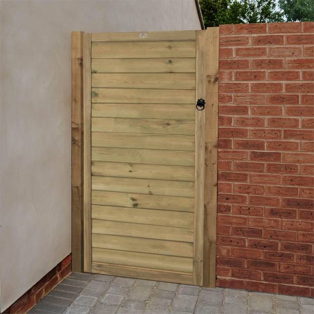 Forest Garden Horizontal Tongue and Groove Gate 6ft (1.83m High), Brown