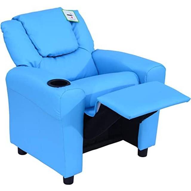 Homcom Childrens Recliner Armchair W/ Cup Holder-blue