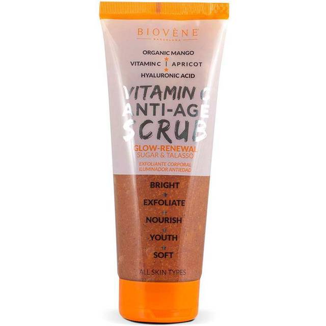 Biovène Vitamin C Anti-Age Scrub Glow Renewal Organic Mango Sugar & Talasso Body Exfoliator 250ml