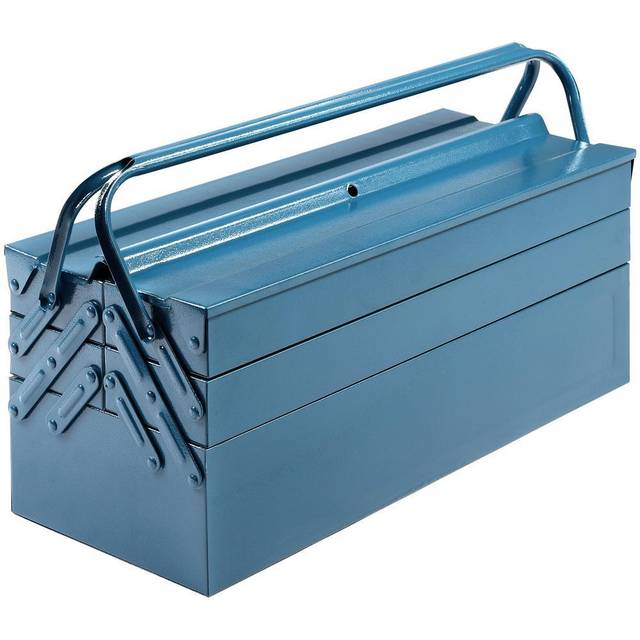 No Brand - deuba® Large Empty Cantilever Tool Box Big Steel with 5 Compartments Carry Handle Garage Organiser Case Blue 53 x 20 x 20 cm (21 x 8 x 8