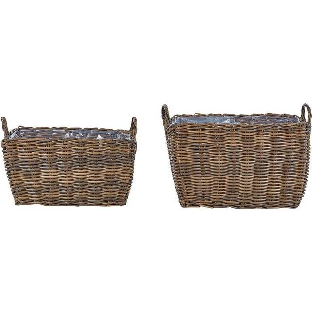 Set of 2 Plant Pots ORMOS PE Rattan 53/59 cm Brown