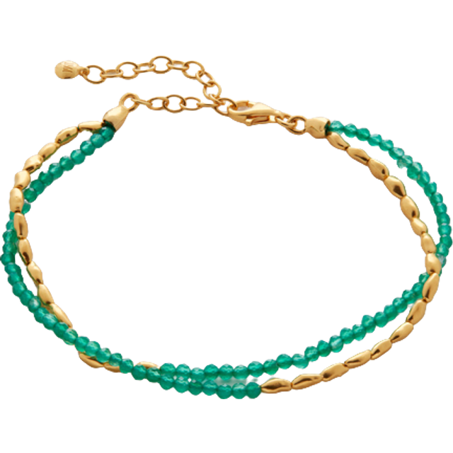 Monica Vinader Womens Green Mini Nugget 18ct Yellow Gold-plated Vermeil Sterling-silver and Onyx Bracelet 1 Size - GREEN