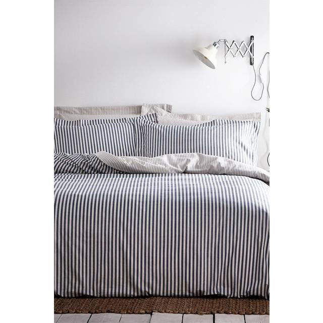 The Linen Yard HEBDEN KS DUVET SET NAVY, bomull, blå/grå/natural, kung