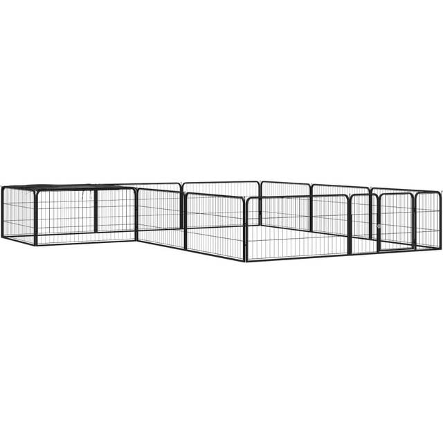 vidaXL 12-Panel Dog Playpen Black 100x50 cm Powder-coated Steel