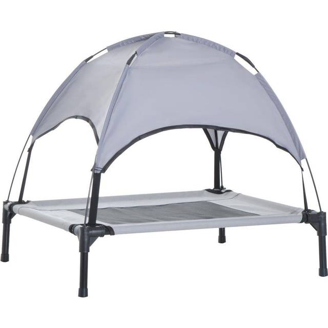 PawHut 76 cm Elevated Portable Dog Cot Cooling Pet Bed with UV Protection Canopy Shade | TJ Hughes
