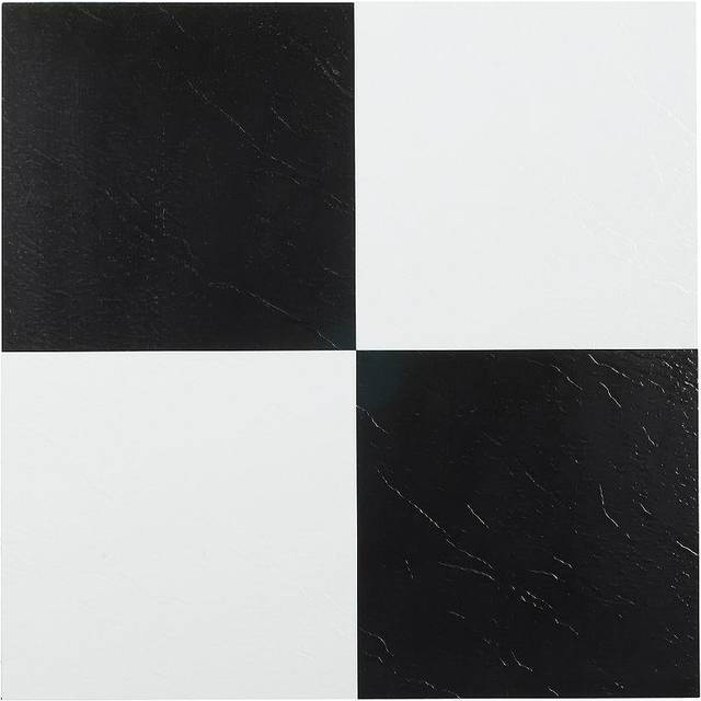 Tivoli Self Adhesive Vinyl Floor Tiles  45 Tiles - 12 x 12  Black & Wh