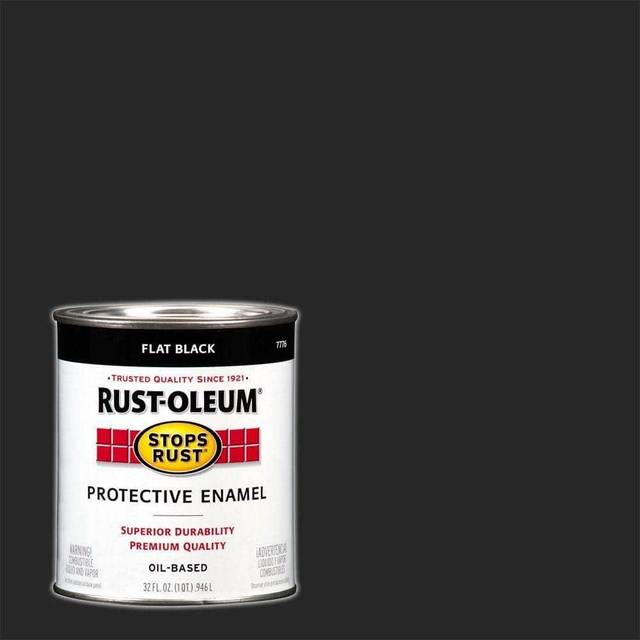 Rust-Oleum 7776502 Protective Enamel Paint Stops Rust  32-Ounce  Flat Black  1 Quarts (Pack of 1)
