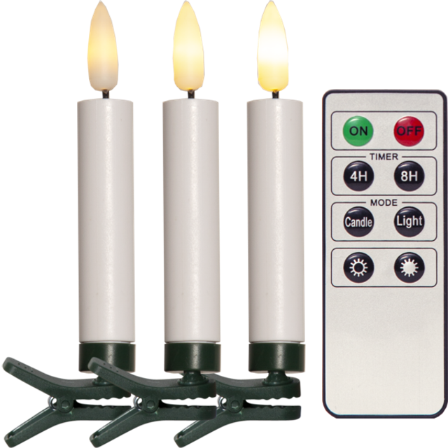 Julgransbelysning Flamme 10st LED trådlös med Fjärrkontroll