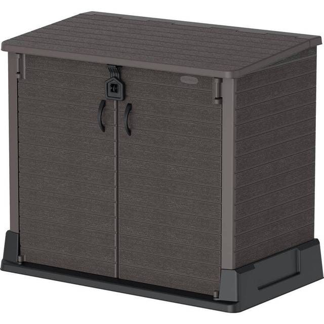 Duramax Cedargrain StoreAway 850L Plastic Garden Storage Shed - Outdoor Storage Shed, Wheelie bin box, Durable Construction