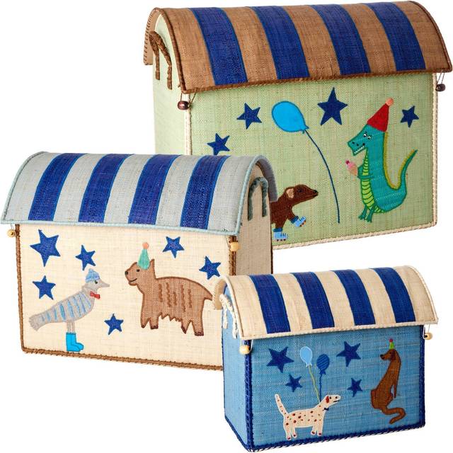 Rice - Large Set of 3 Toy Baskets - Blue Party