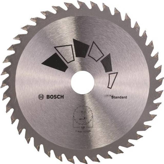 Bosch 1x Circular Saw Blade Standard (for Wood, Ã 140 x 2.2/1.5 x 20/12.75 mm, 40 Teeth, ATB, with 1x Reduction ring 12.75 mm, Accessories for