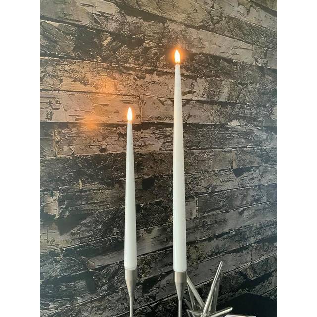DeluxeHomeart - LED Taper Candle Shiny 2,2x28 cm 2 st - Vit
