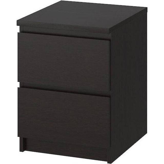 IKEA MALM Wooden Chest of 2 drawers, black-brown 40x55 cm