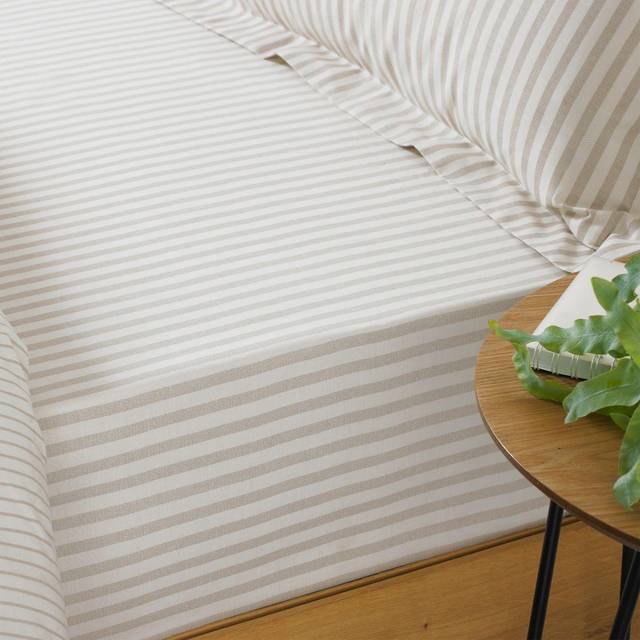 The Linen Yard Hebden Fitted Sheet Natural Double, Cream