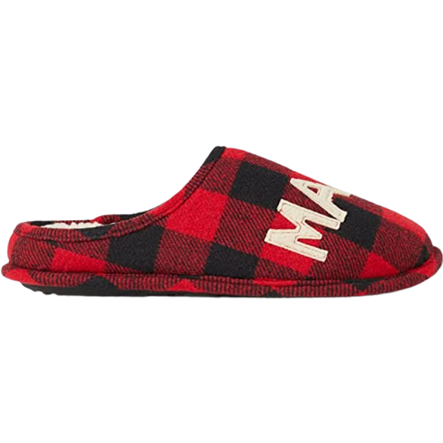 Dearfoams Women's Gifts for Mom Cute Cozy Mothers Day Mama Bear Slipper  Buffalo Plaid  7-8