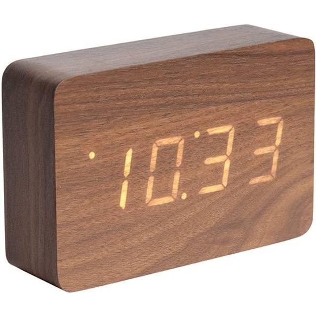 Wood veneer alarm clock Karlsson Square LED - Marron - 15x10x4.8 cm